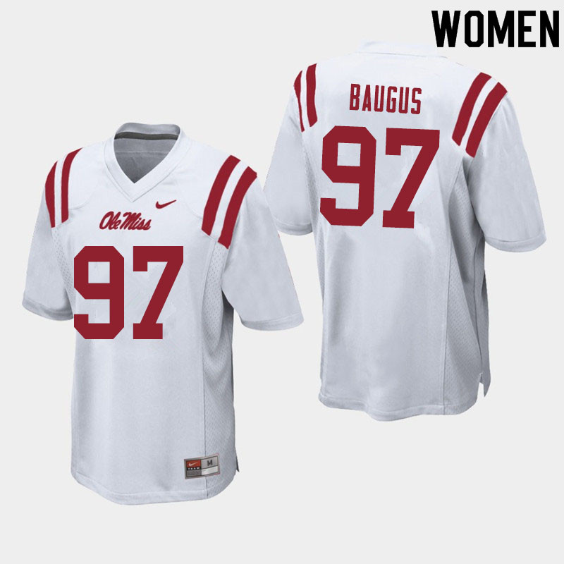 Women #97 Michael Baugus Ole Miss Rebels College Football Jerseys Sale-White